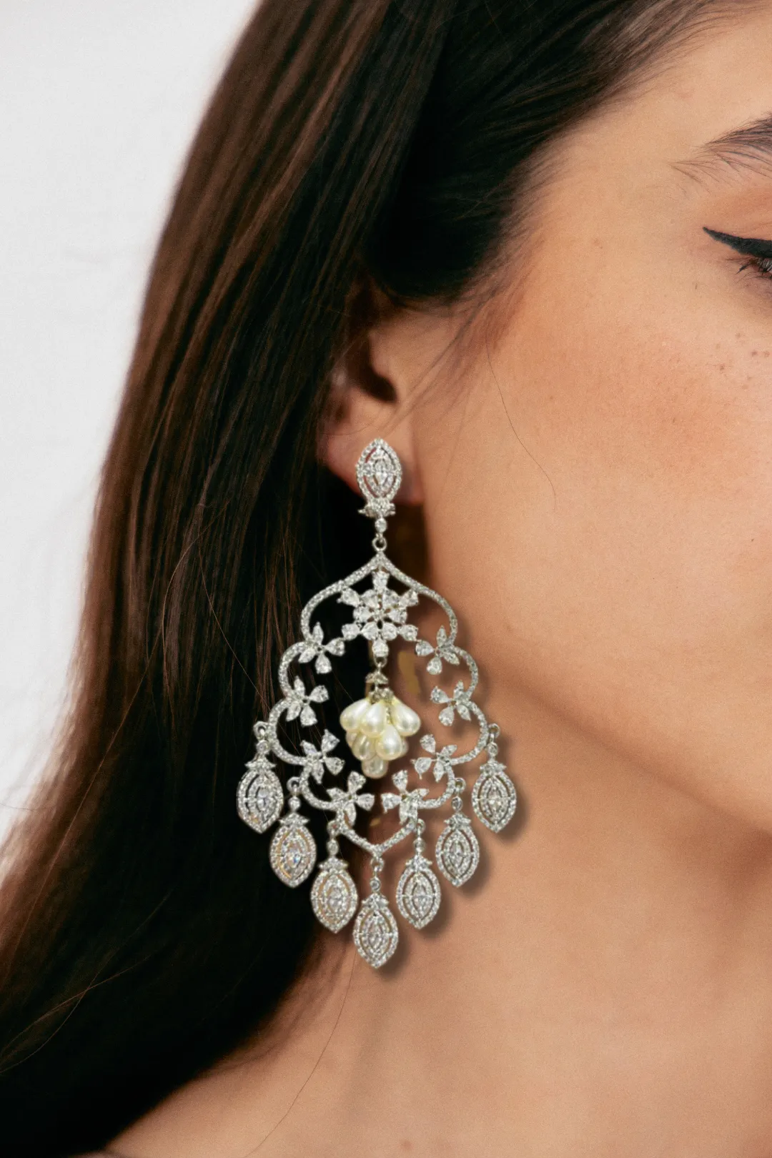 Julia - Rhodium-Plated Statement Earrings