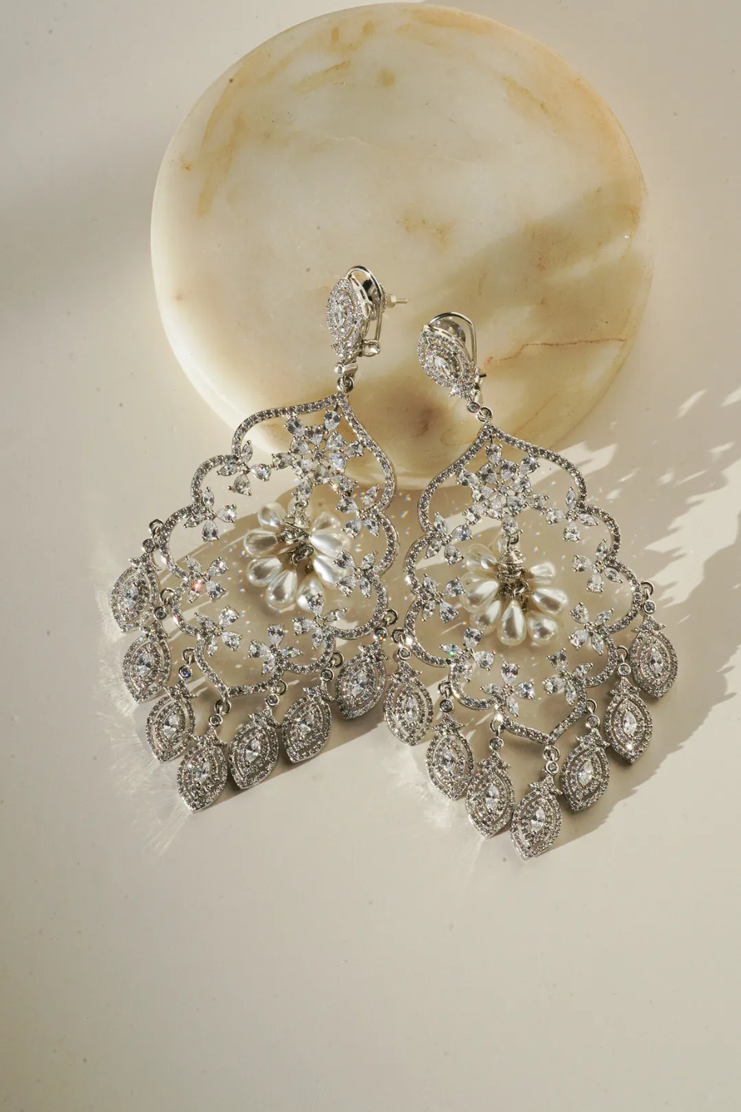 Julia - Rhodium-Plated Statement Earrings