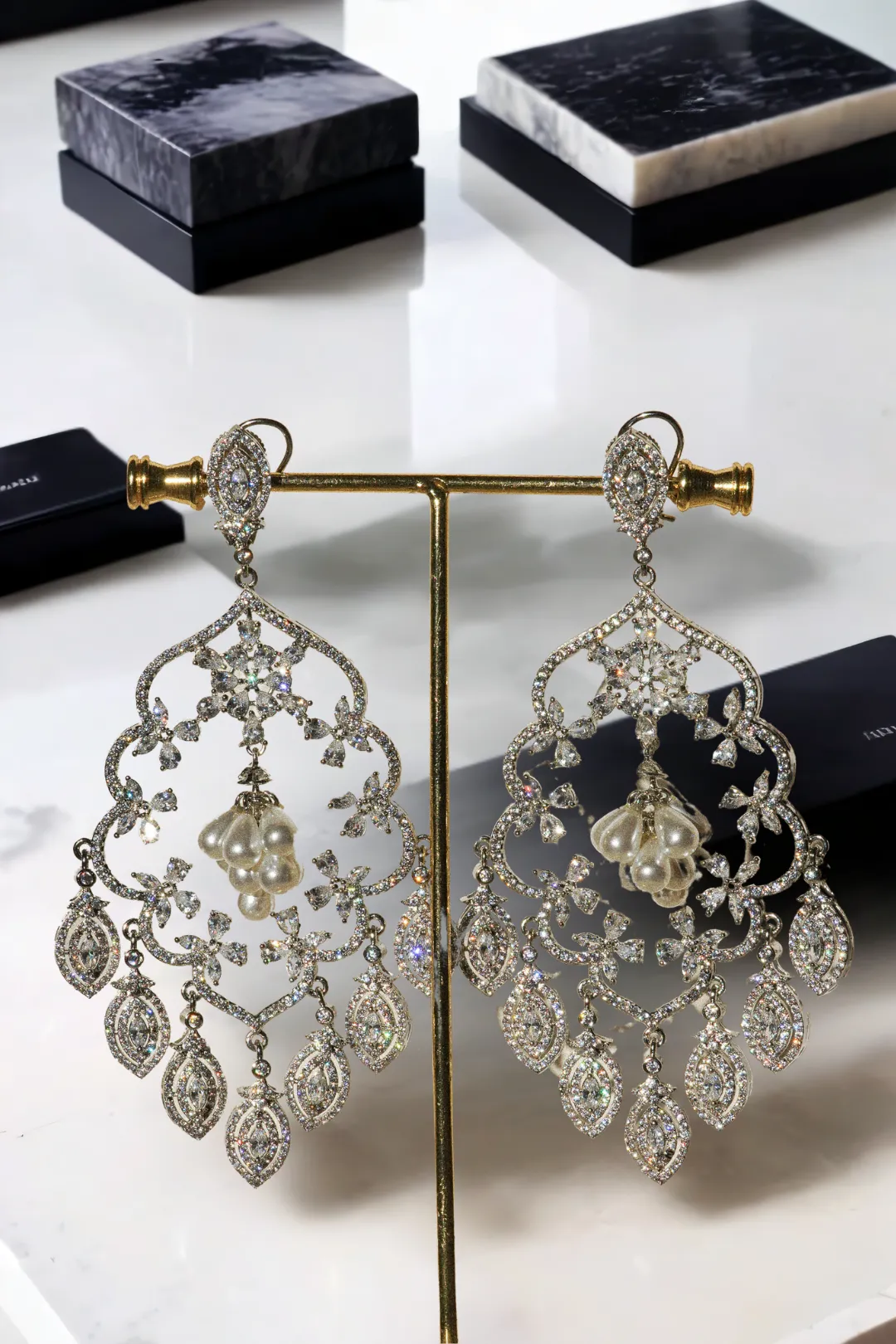 Julia - Rhodium-Plated Statement Earrings