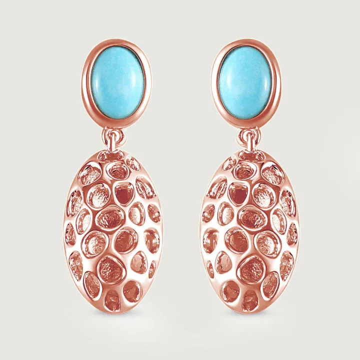 Lattice Pebble Drop Earrings with Sleeping Beauty Turquoise