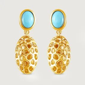 Lattice Pebble Drop Earrings with Sleeping Beauty Turquoise