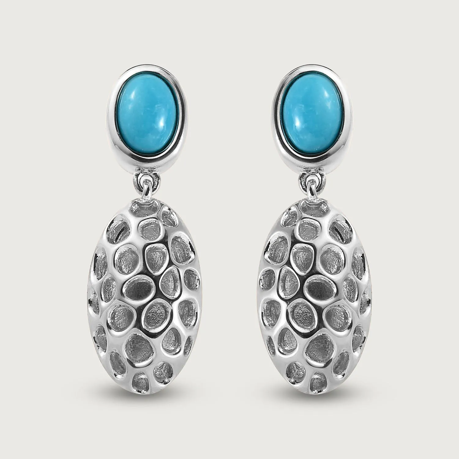 Lattice Pebble Drop Earrings with Sleeping Beauty Turquoise