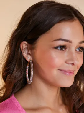 Let's Go Girls Iridescent Crystal Hoop Earrings