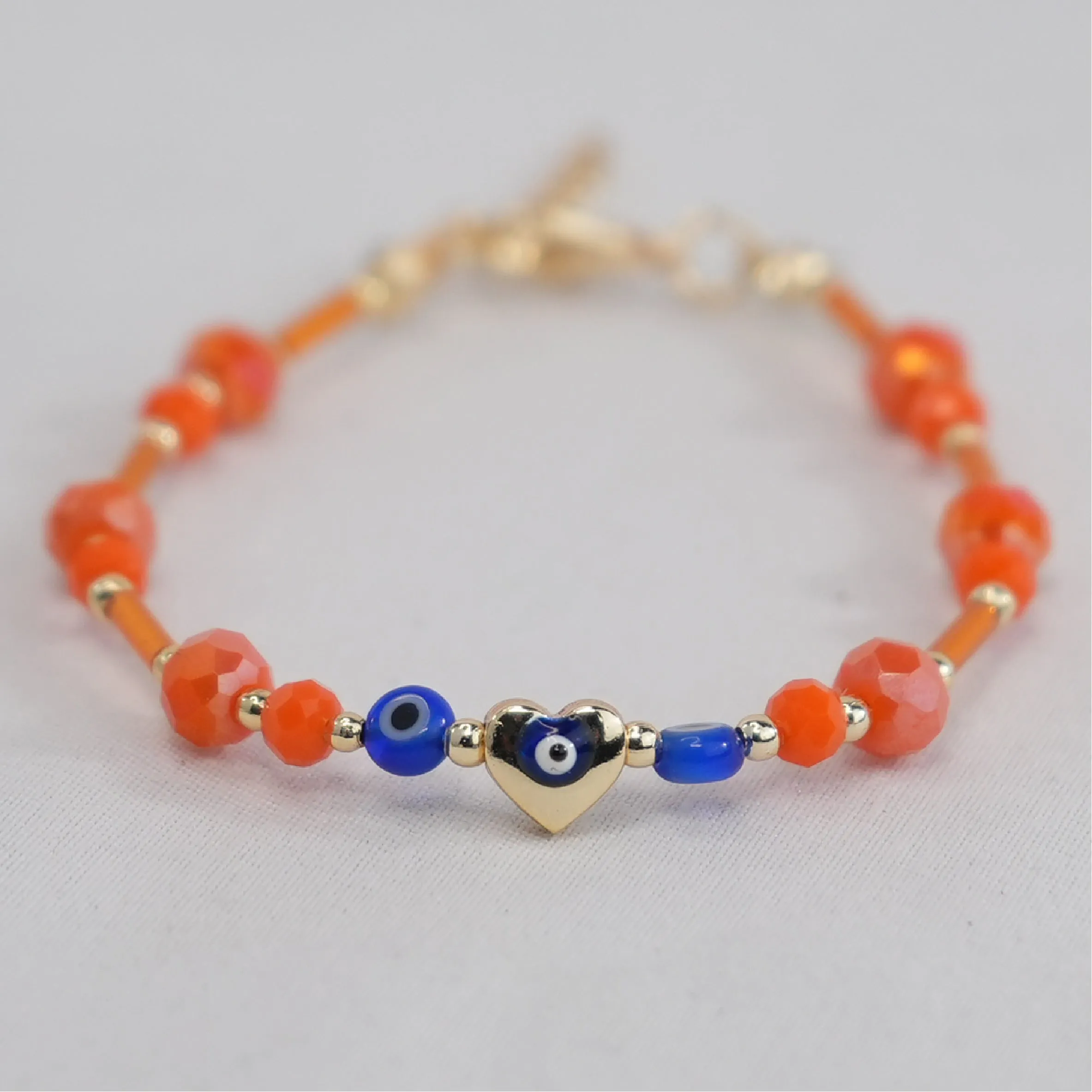 Lux Crystal Evil Eye Heart Bracelets with Adjustable Chain