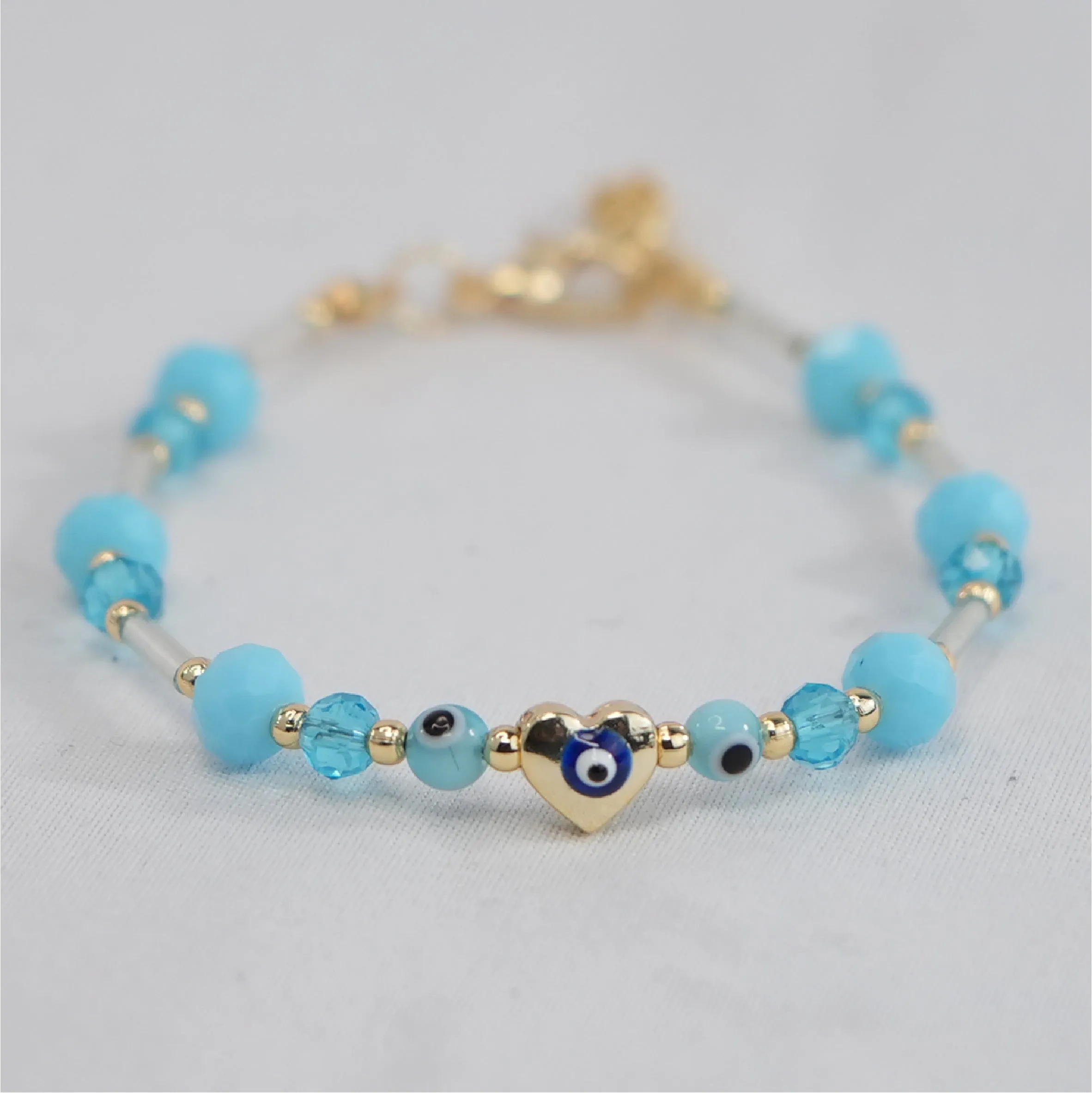 Lux Crystal Evil Eye Heart Bracelets with Adjustable Chain