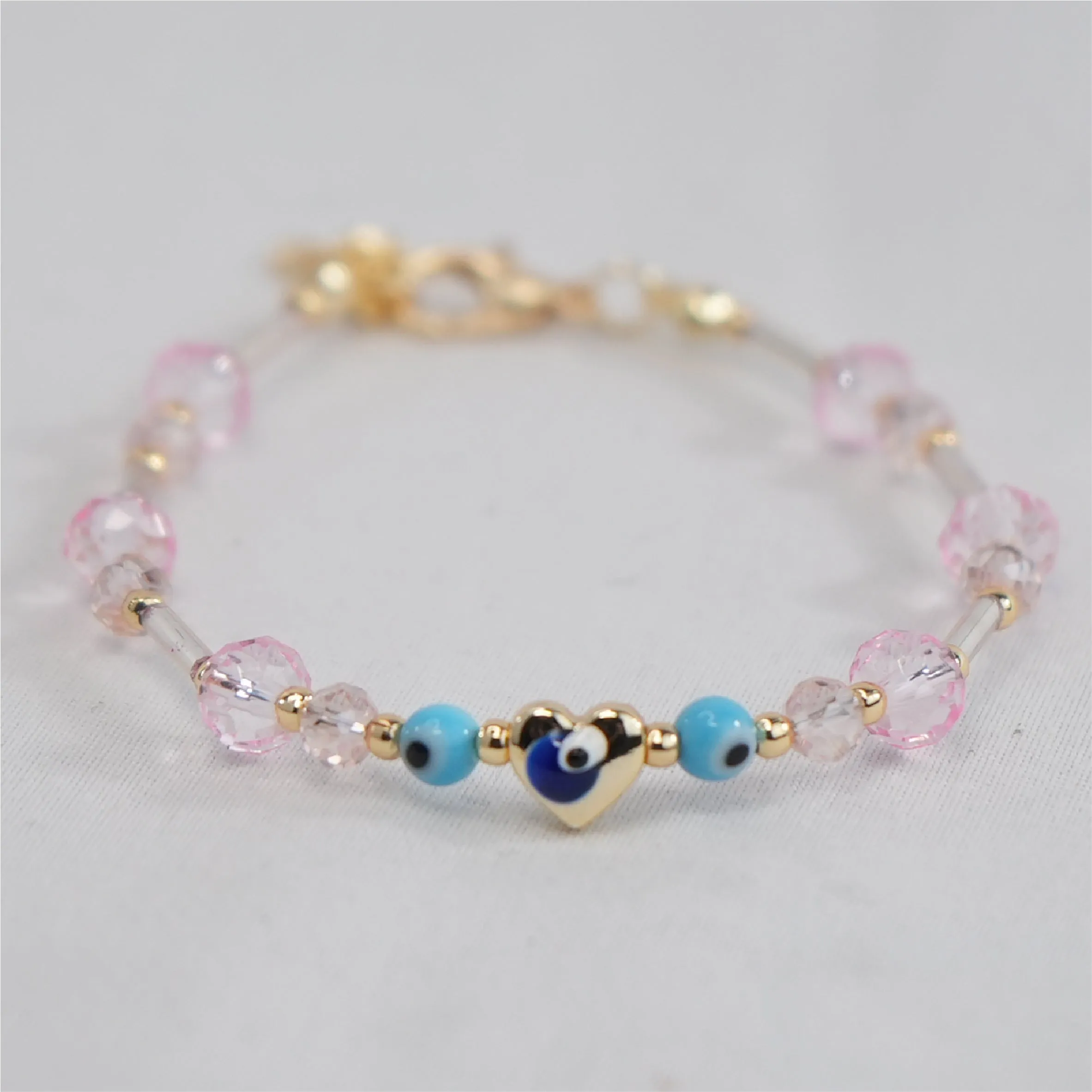 Lux Crystal Evil Eye Heart Bracelets with Adjustable Chain