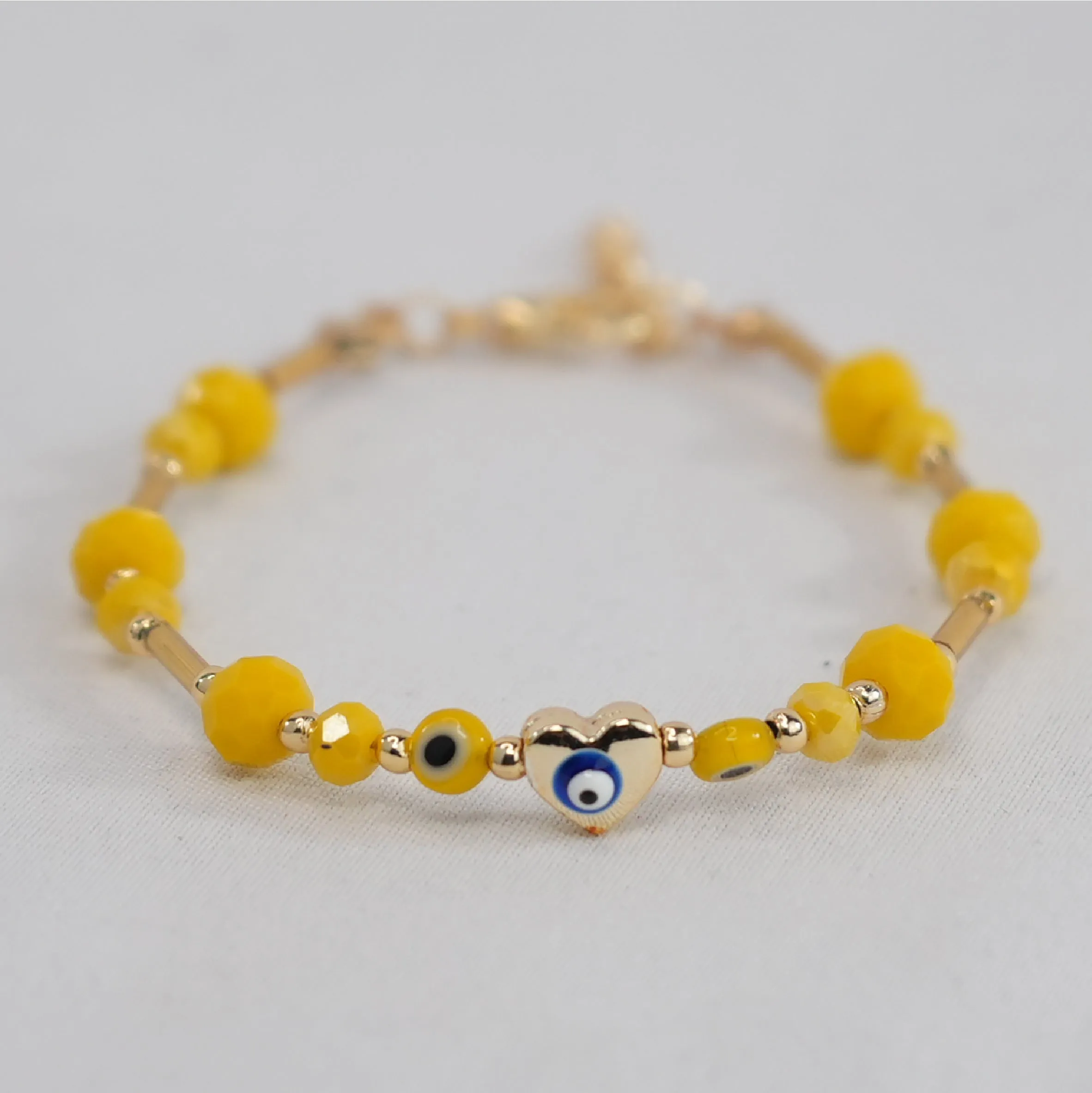 Lux Crystal Evil Eye Heart Bracelets with Adjustable Chain