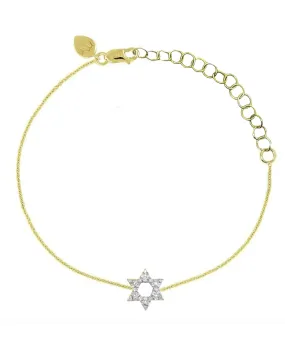 Meira T. 1B4576/TY Yellow Gold Jewish Star Bracelet with Diamonds