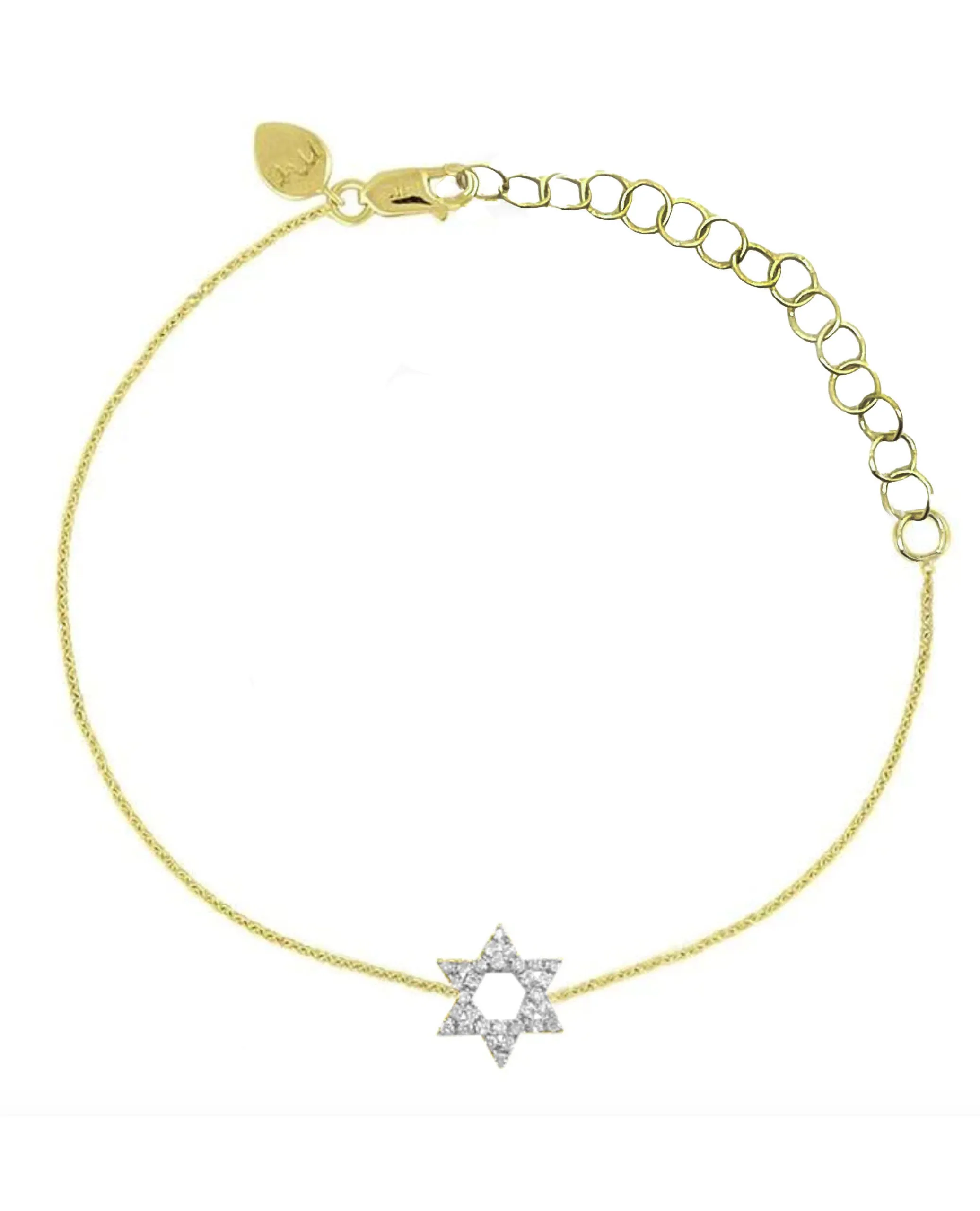 Meira T. 1B4576/TY Yellow Gold Jewish Star Bracelet with Diamonds