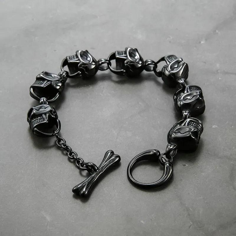 Metal Skulls Chain Red Eyes Bracelet Stainless Steel