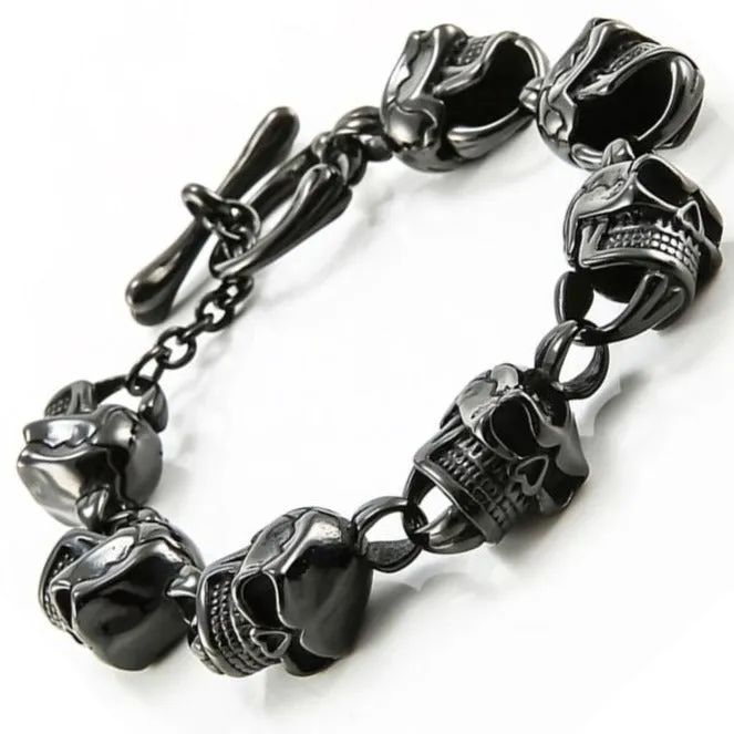 Metal Skulls Chain Red Eyes Bracelet Stainless Steel