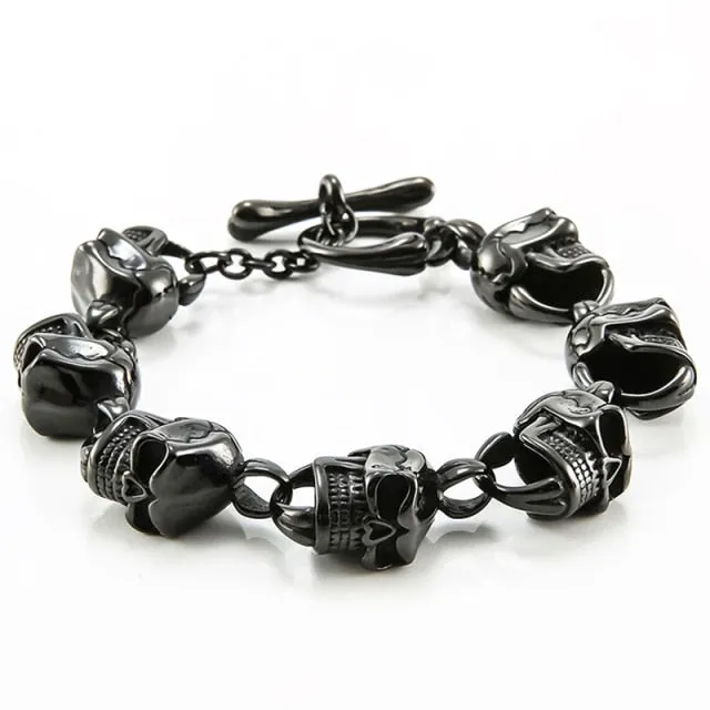 Metal Skulls Chain Red Eyes Bracelet Stainless Steel