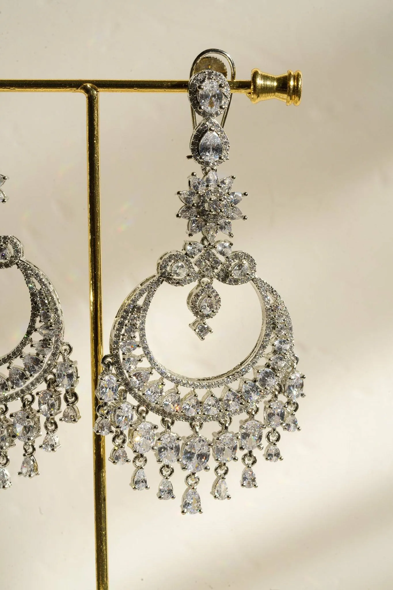 Misha - Diamanté Accent Statement Chandelier Earrings