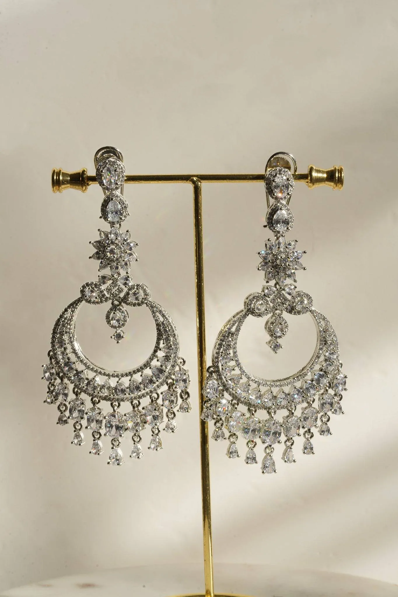 Misha - Diamanté Accent Statement Chandelier Earrings