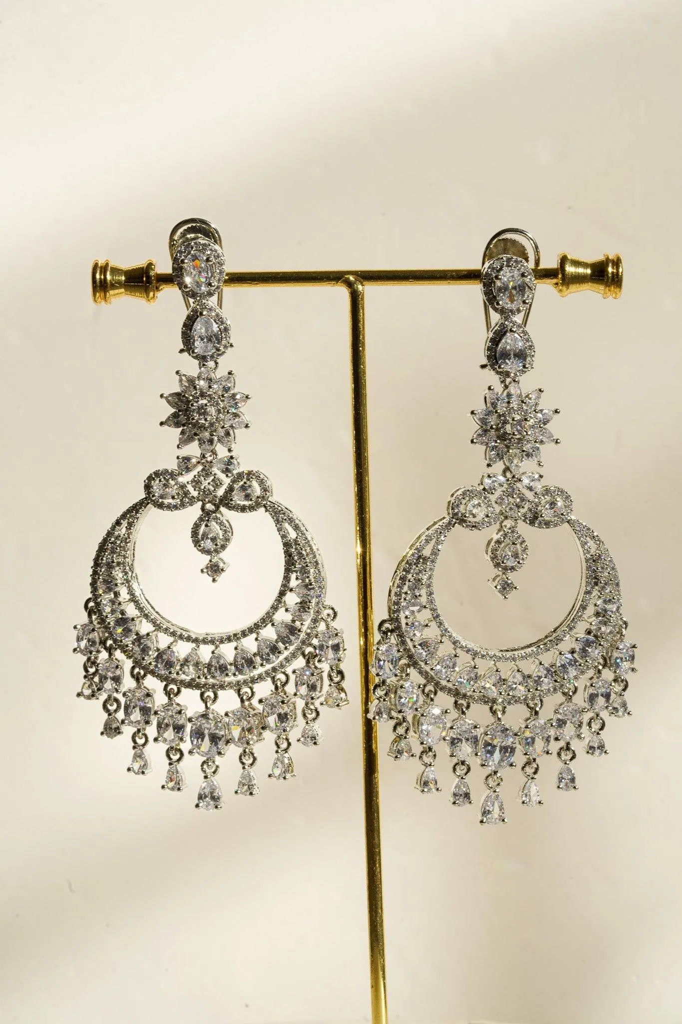 Misha - Diamanté Accent Statement Chandelier Earrings