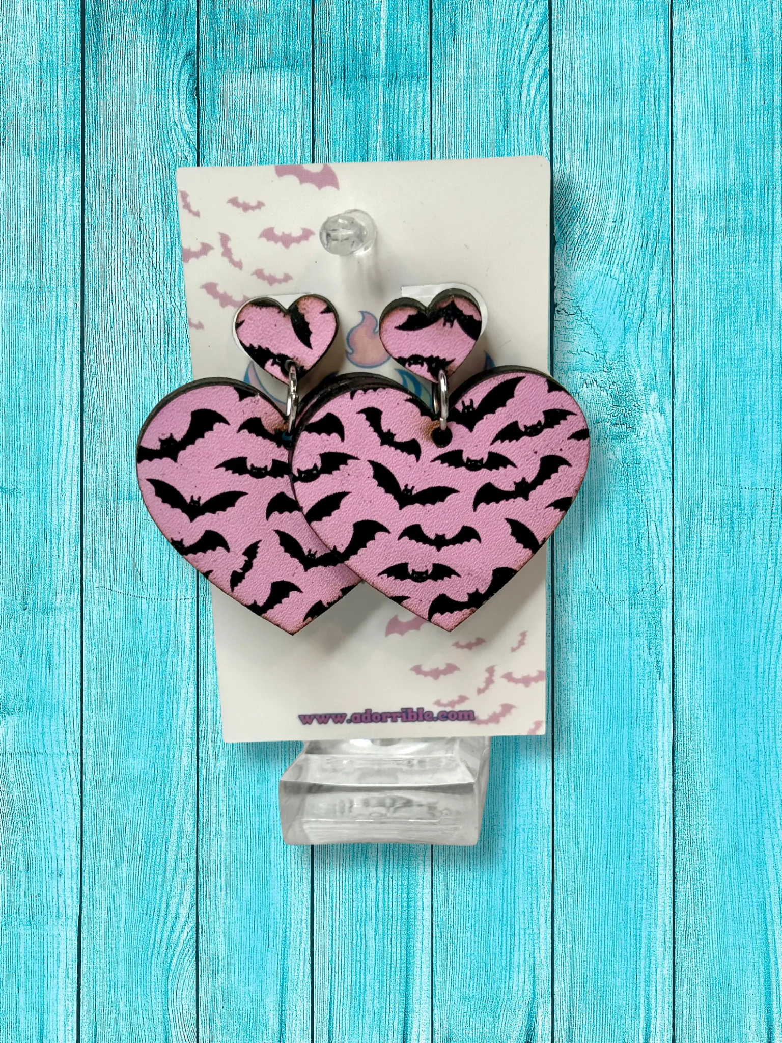 Oversized Heart Earrings with Cute Spooky Patterns