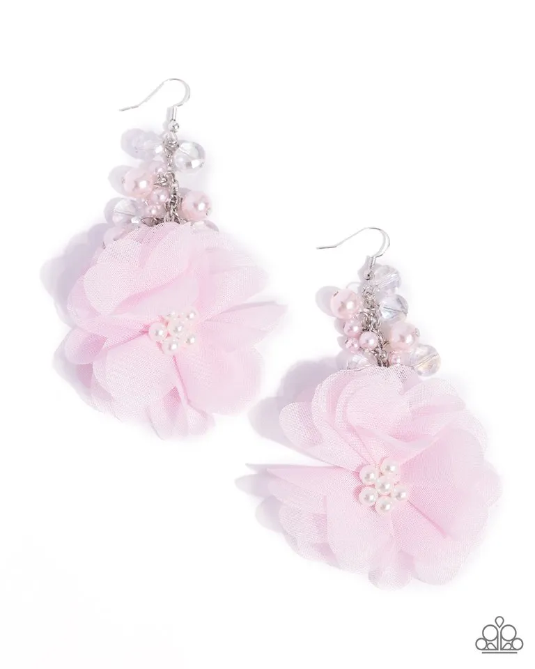 Paparazzi Earring ~ Fashionable Flower Girl - Pink