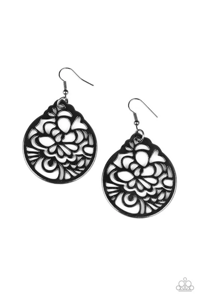 Paparazzi Earring ~ Garden Mosaic - Black