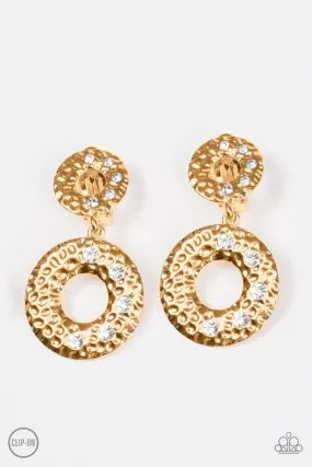 Paparazzi Earring ~ Sophisticated Shimmer - Gold Clip-On