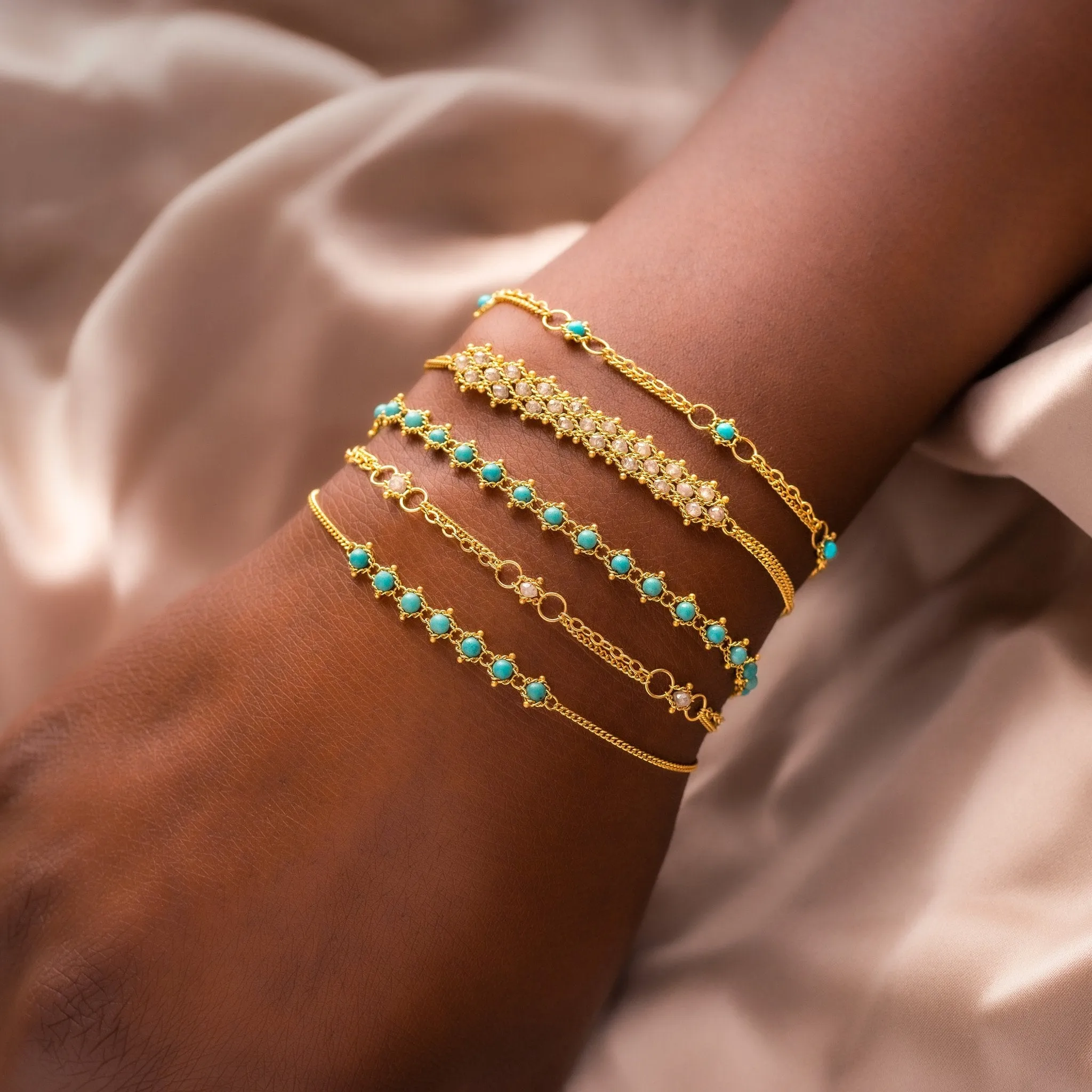 Petite Woven Bracelet in Silver Diamond