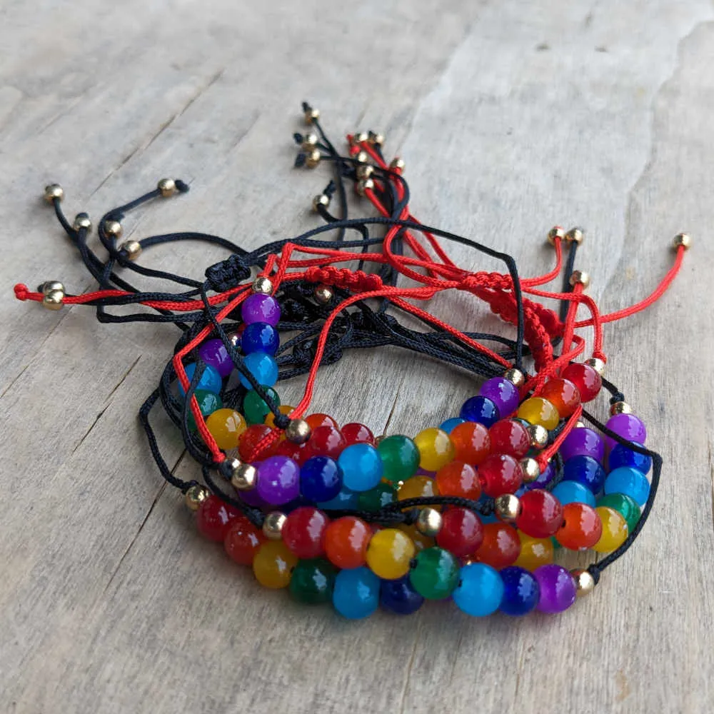 Rainbow Chakra Beads Adjustable String Bracelets