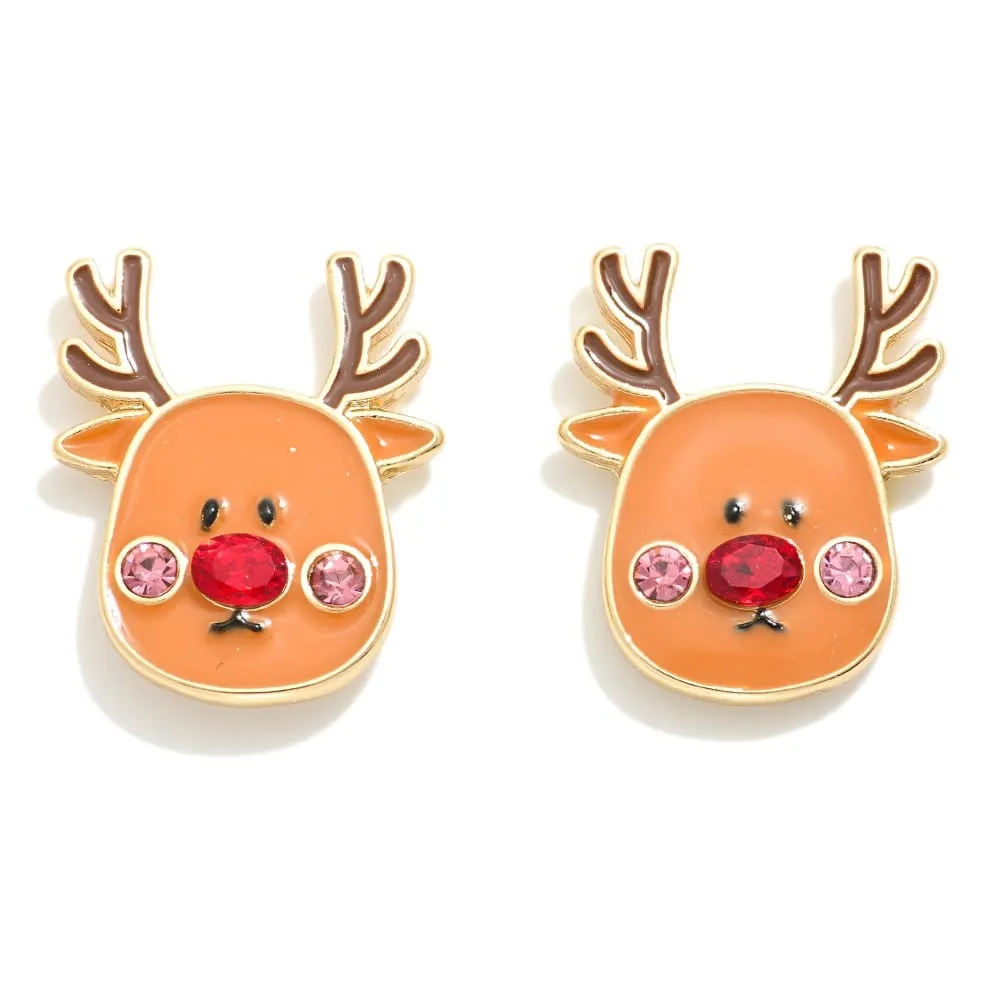 Reindeer Enamel Post Earrings