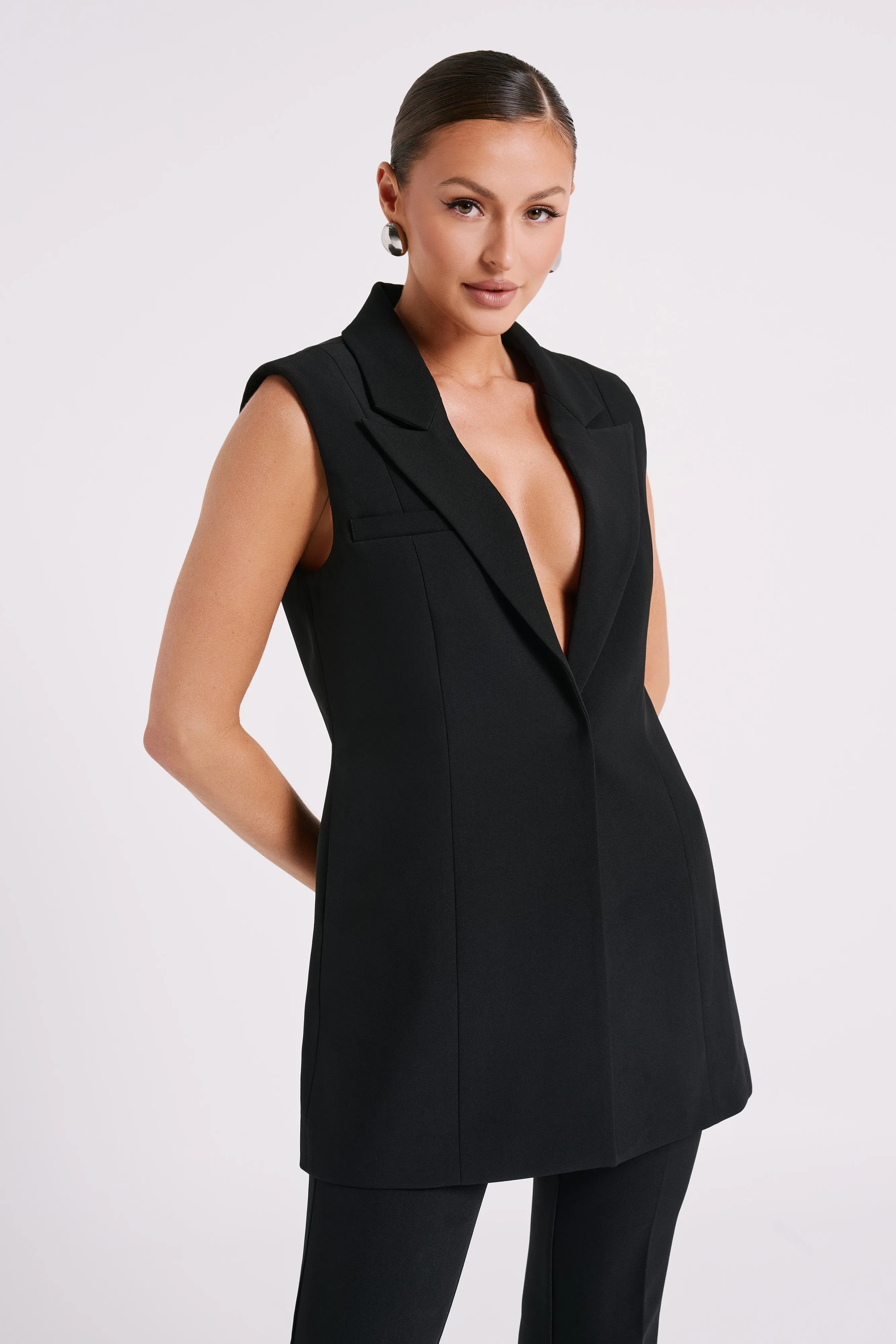 Robin Oversized Suiting Vest - Black