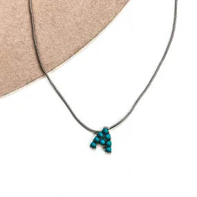 Seal My Fate Western Turquoise Initial Necklaces with Thin Herringbone Chain