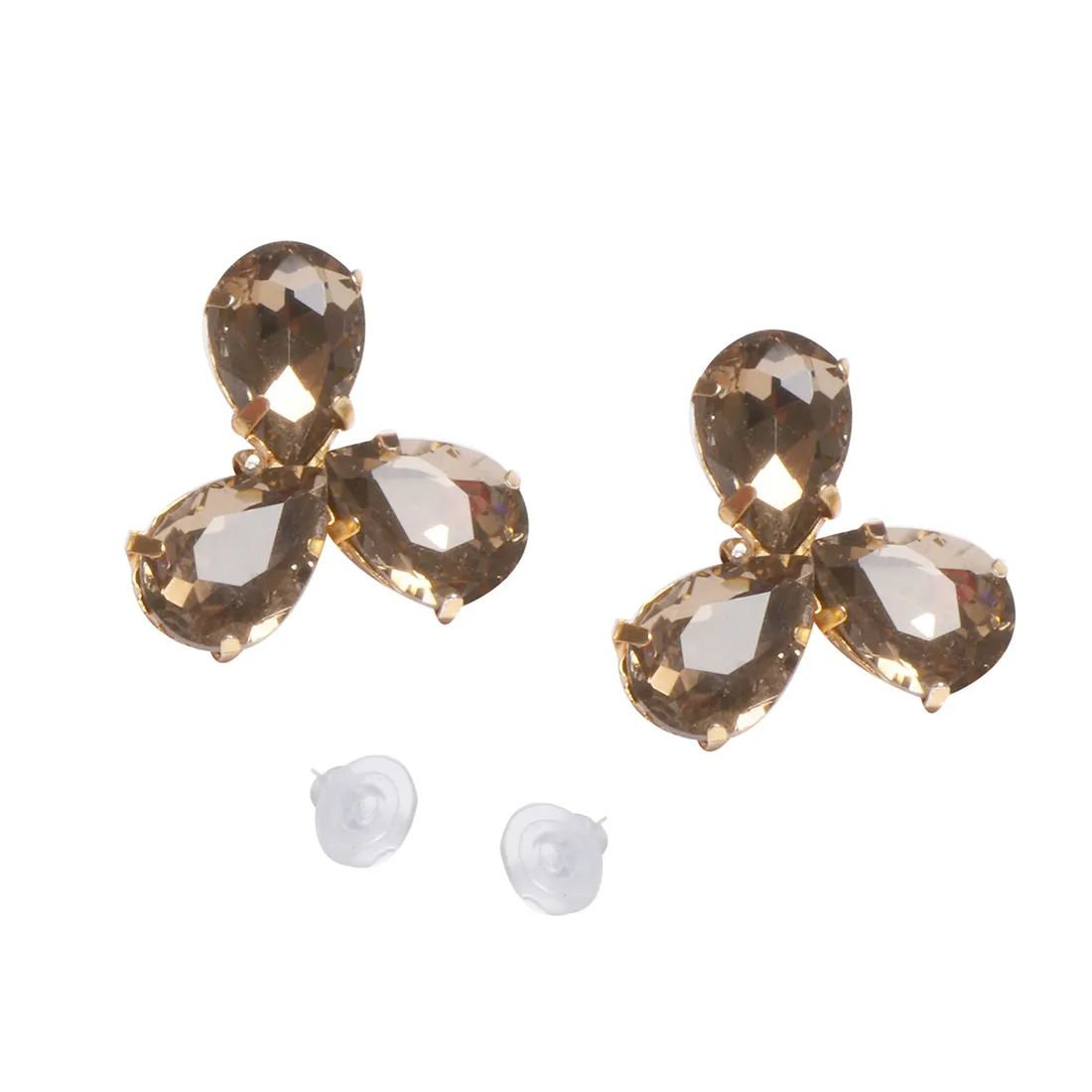 SET OF 2 TEAR DROP RHINESTONE OVERSIZED STUD EARRINGS