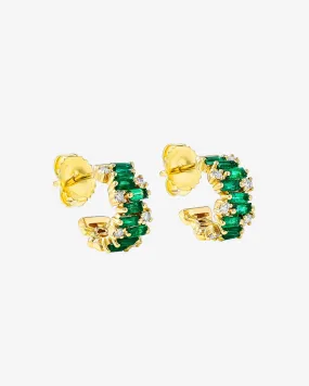 Shimmer Emerald Mini Hoops