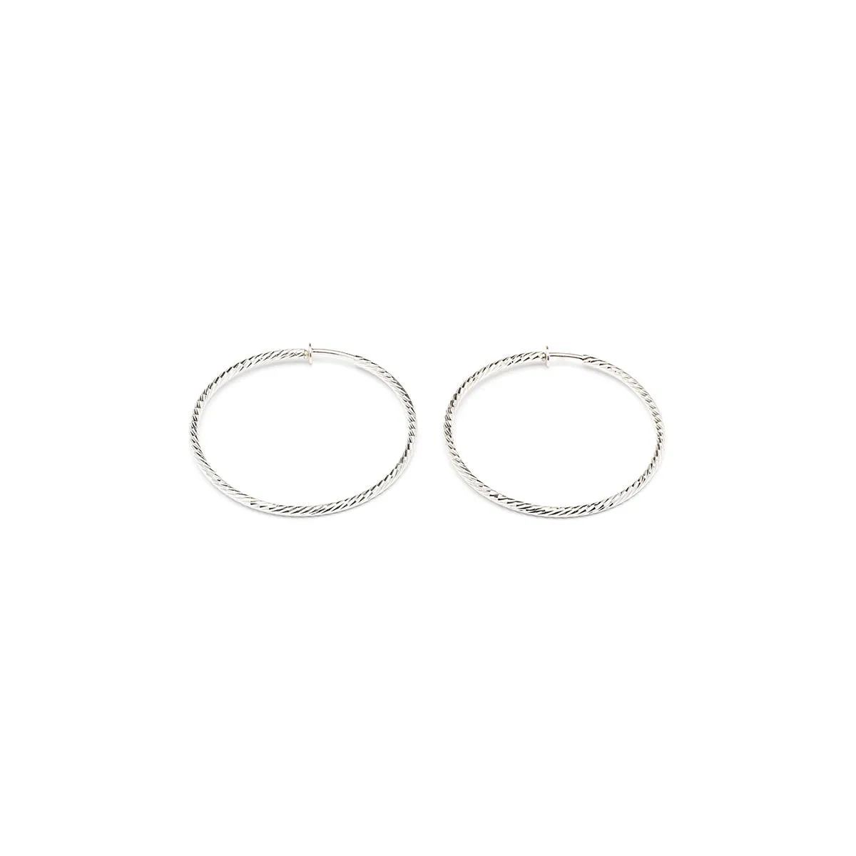 Silver Plated Oversized Spring Clip-On Hoop Earrings