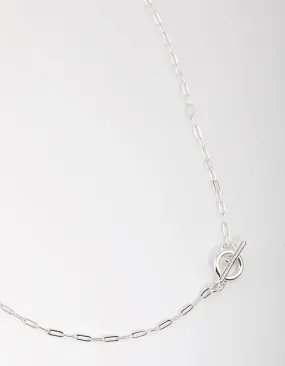 Silver Plated Thin Chain Fob Necklace