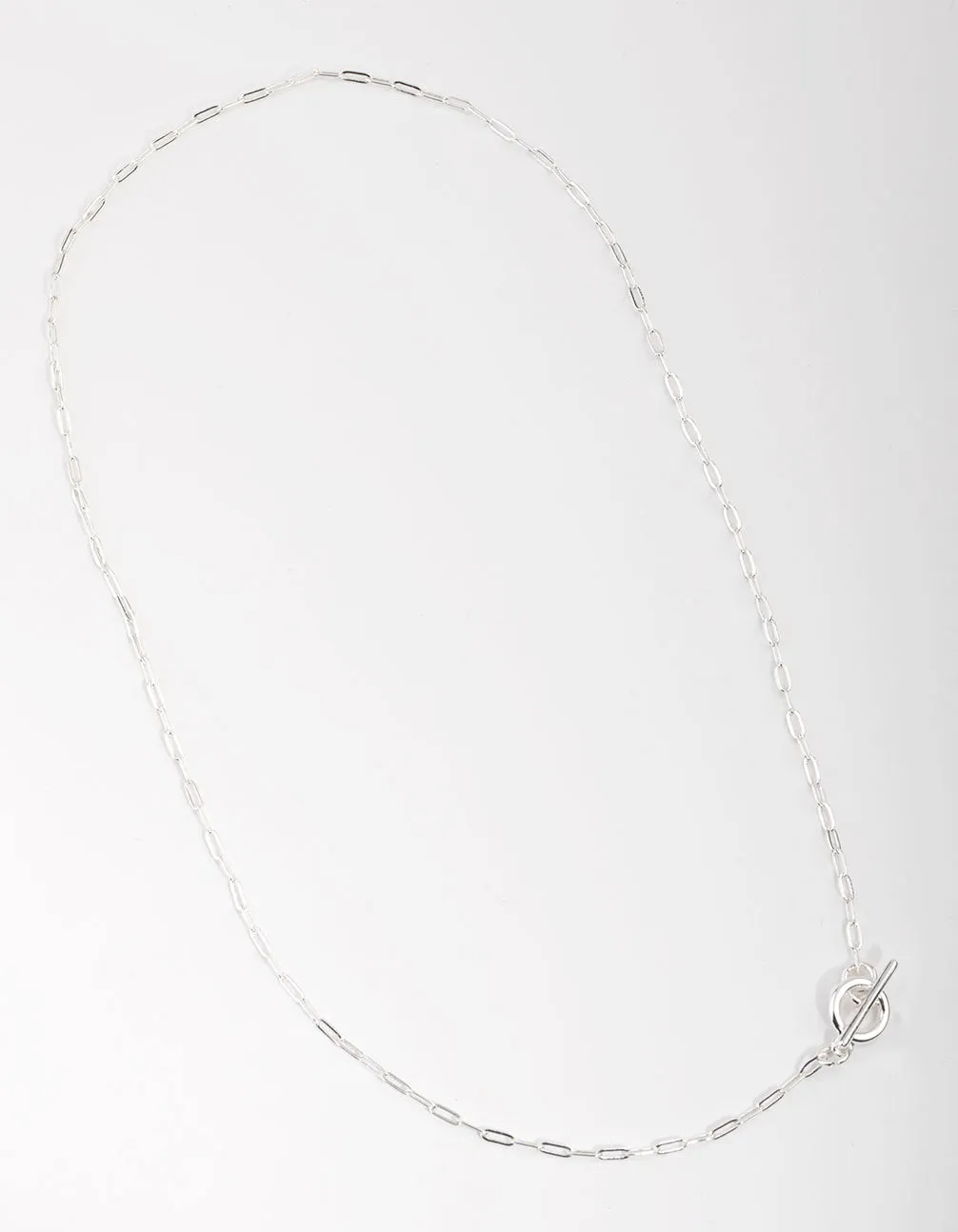 Silver Plated Thin Chain Fob Necklace