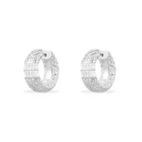 Small Chunky Batik Hoop Earrings - silver