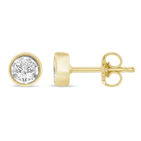 Soliatire Bezel Stud Earrings with 0.30ct of Diamonds in 9ct Yellow Gold