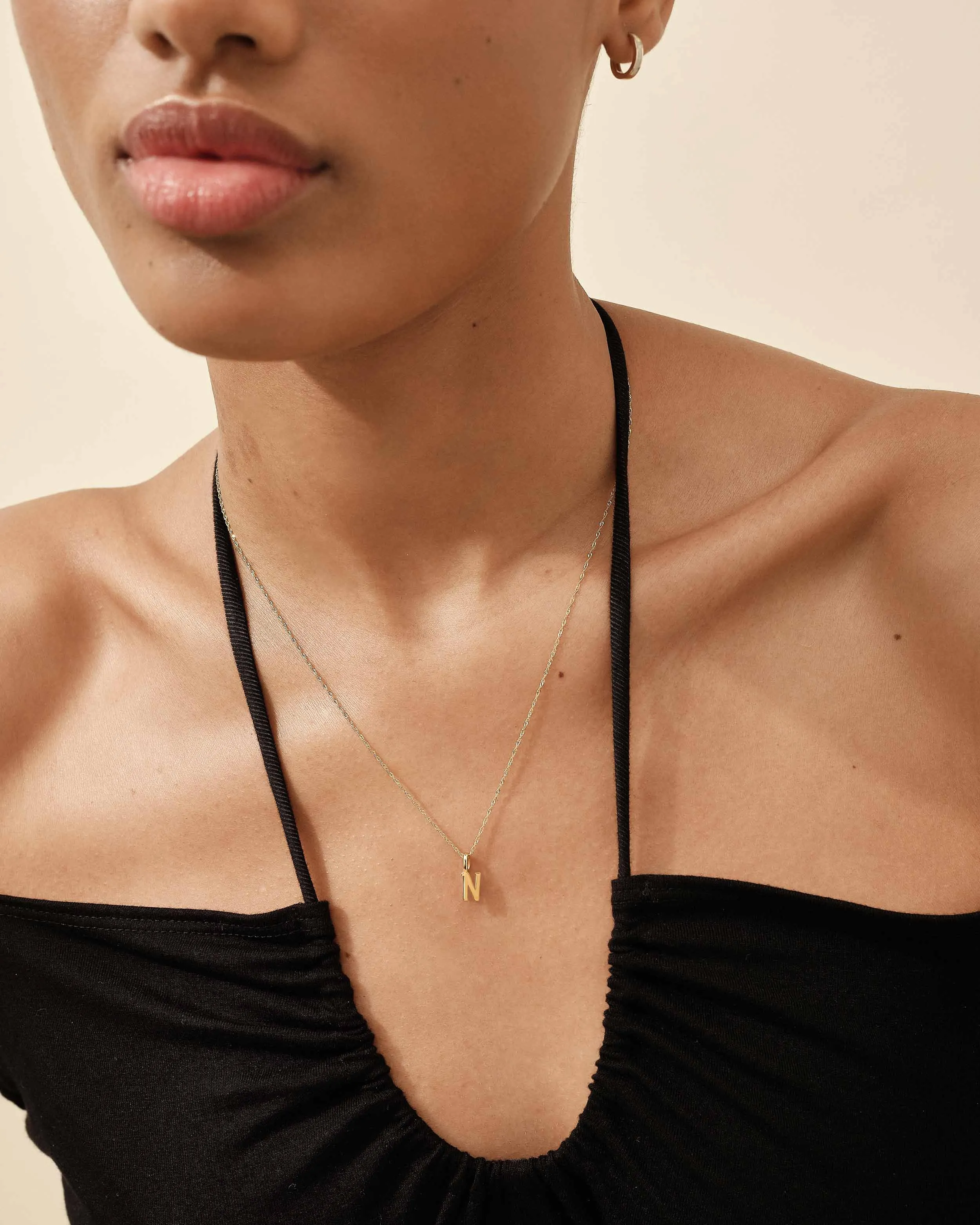 Solid Gold Initial Necklace