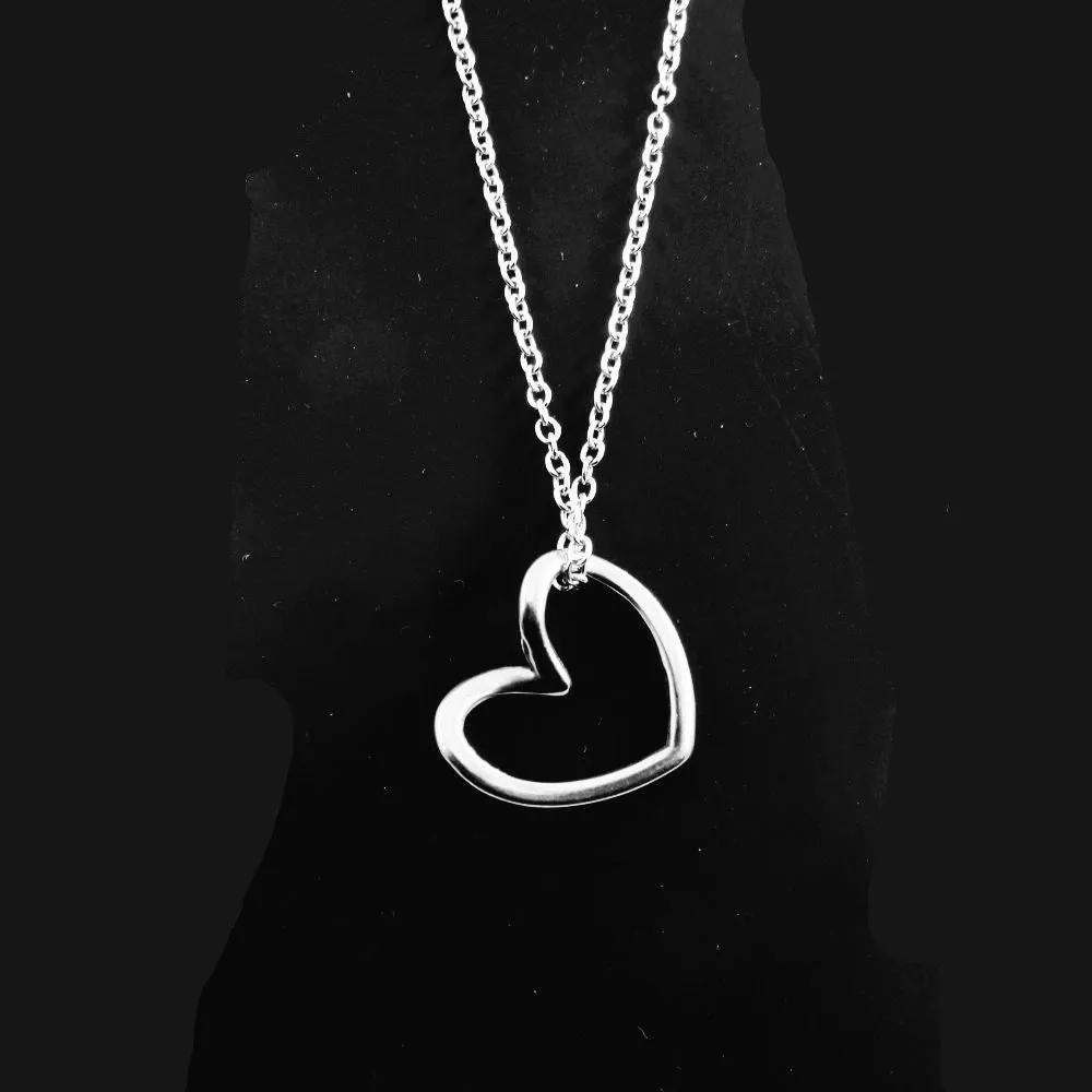 Stainless Steel Twisted Peach Heart Pendant Necklace