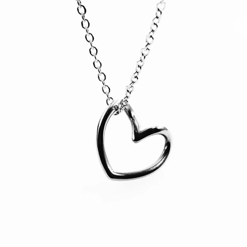 Stainless Steel Twisted Peach Heart Pendant Necklace