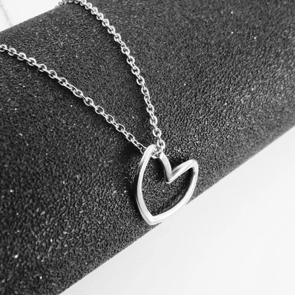 Stainless Steel Twisted Peach Heart Pendant Necklace