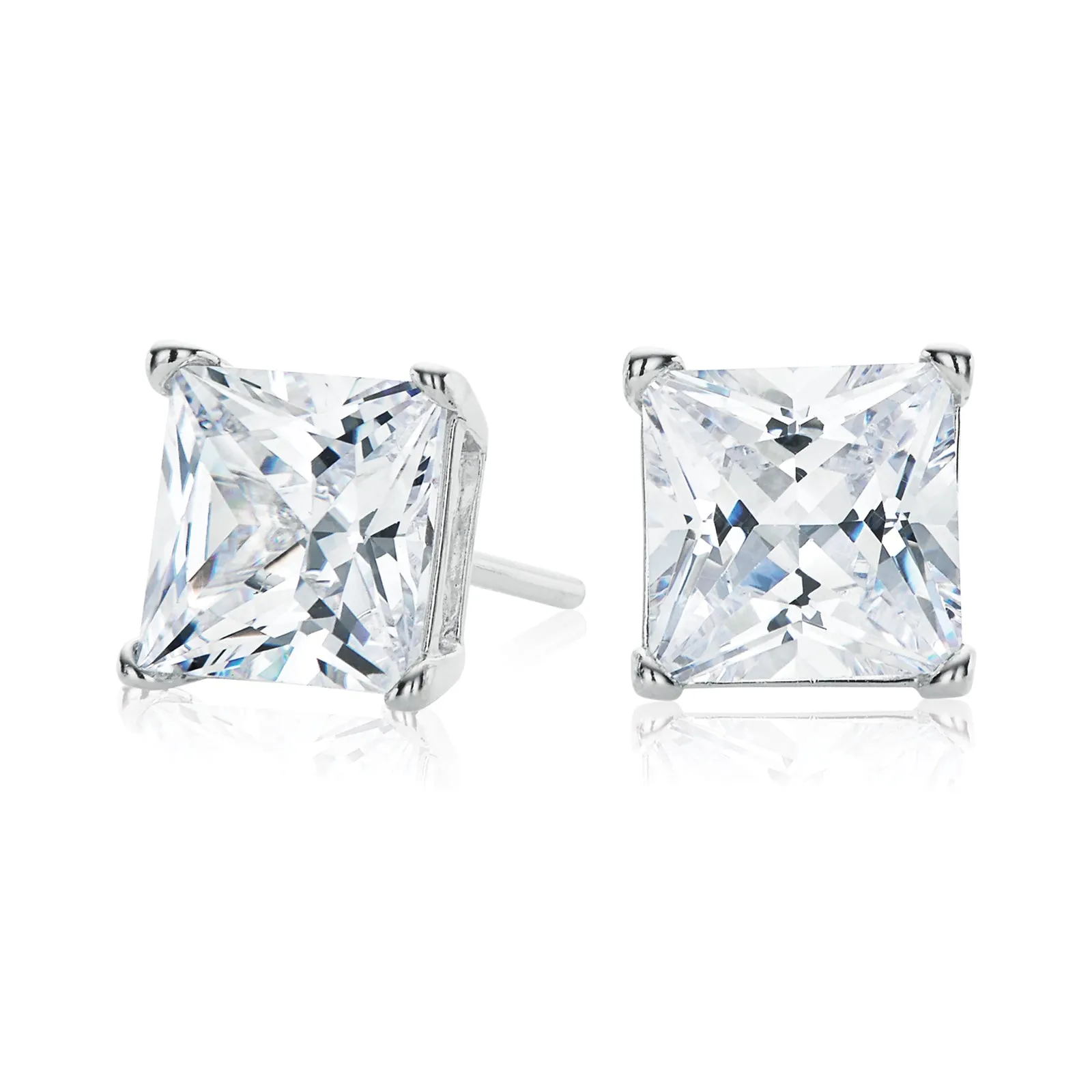 Sterling Silver 7mm Cubic Zirconia Stud Earrings