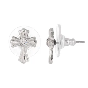 Symbols Of Faith Jewelry Petite Cross Crystal Stud Earrings