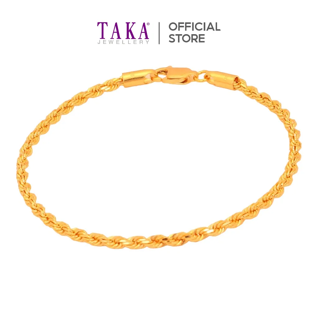 TAKA Jewellery 916 Gold Bracelet Rope