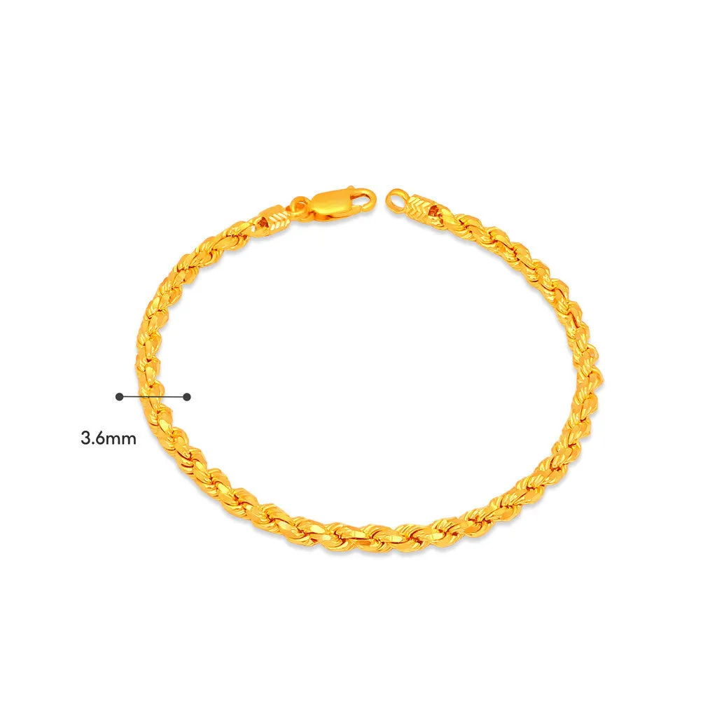 TAKA Jewellery 916 Gold Solid Rope Bracelet