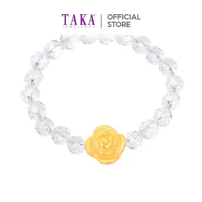 TAKA Jewellery 999 Pure Gold Flower Charm with Beads Bracelet