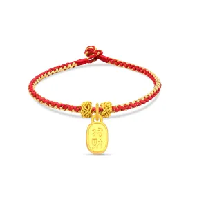 TAKA Jewellery 999 Pure Gold Pendant with Handmade Woven Bracelet