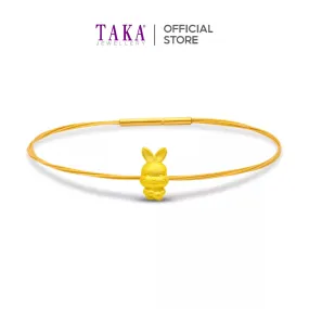 TAKA Jewellery 999 Pure Gold Rabbit Pendant with Cord Bracelet HuLu