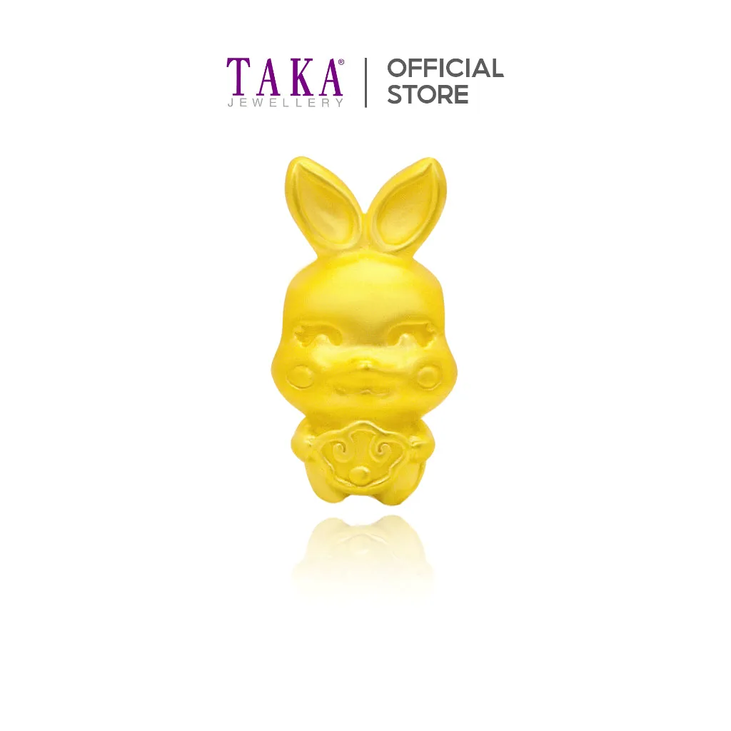 TAKA Jewellery 999 Pure Gold Rabbit Pendant with Cord Bracelet SuoBao