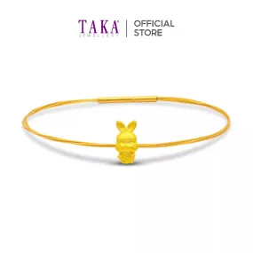 TAKA Jewellery 999 Pure Gold Rabbit Pendant with Cord Bracelet