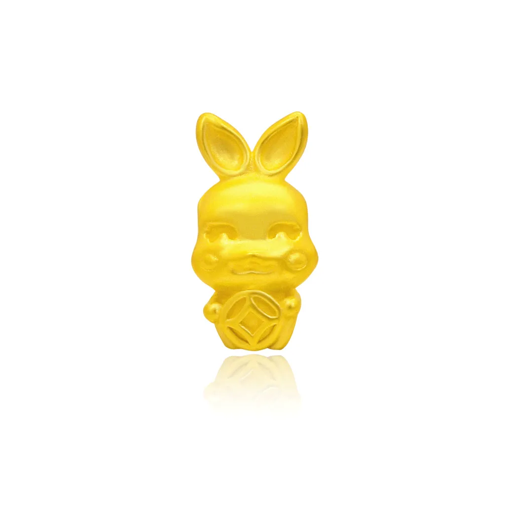 TAKA Jewellery 999 Pure Gold Rabbit Pendant with Cord Bracelet