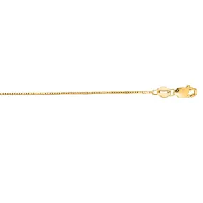 Thin 0.6mm Box Chain 16” Necklace in 14k Yellow Gold